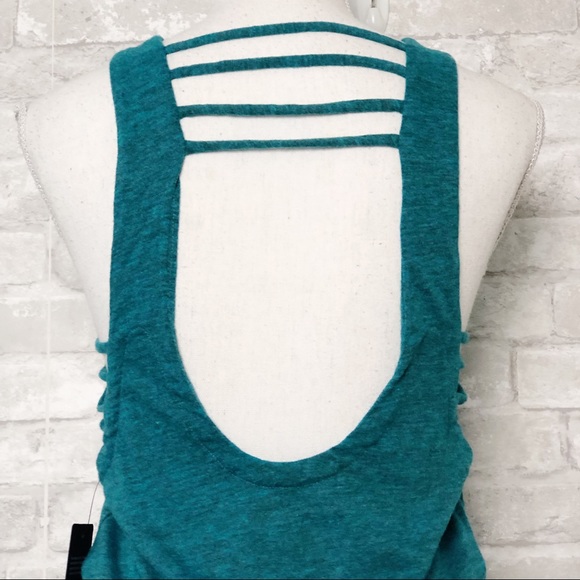 CHASER Teal Scoop Neck Sleeveless Maxi Dress with Tie Waist & Side Slits Medium - Picture 8 of 13